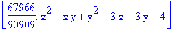 [67966/90909, x^2-x*y+y^2-3*x-3*y-4]